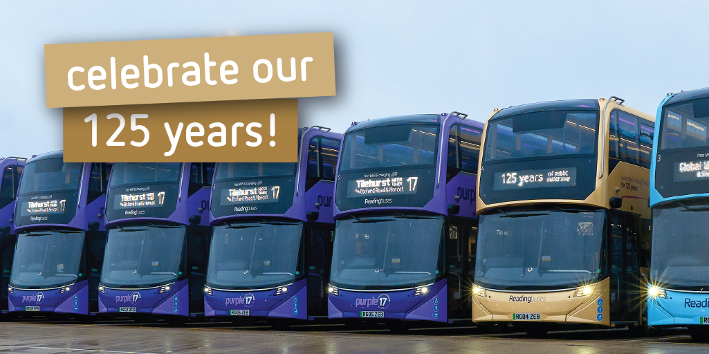 buses with text overlay: 'celebrate our 125 years