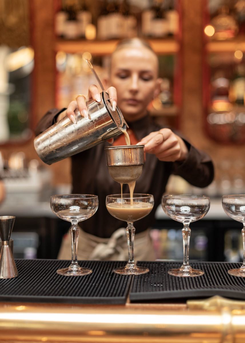 Pouring cocktails