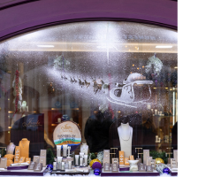 santa's sleigh snow window 