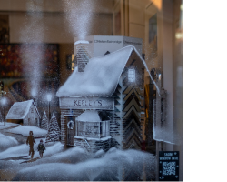 Keeley's building snow window