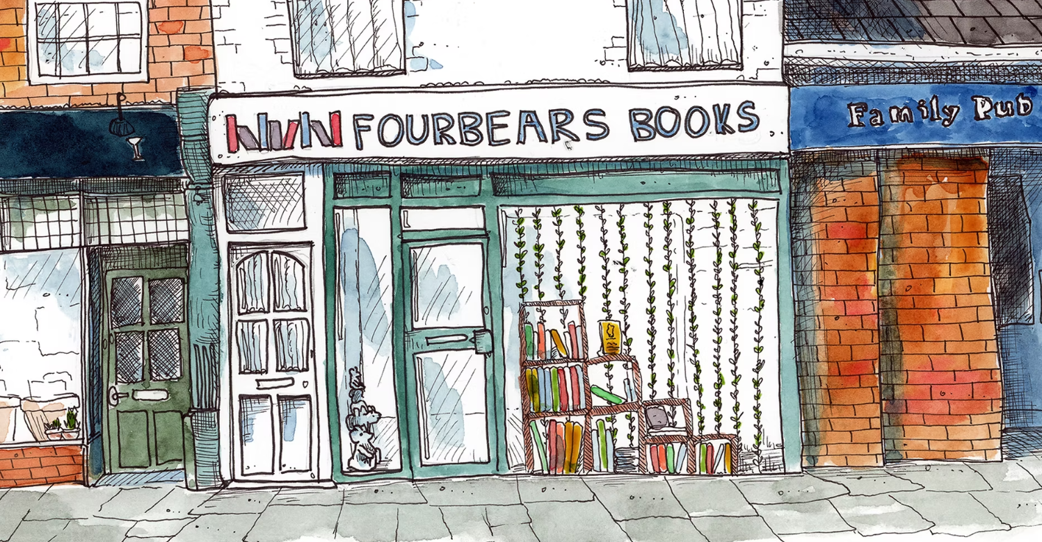 Illustration of the front of shop