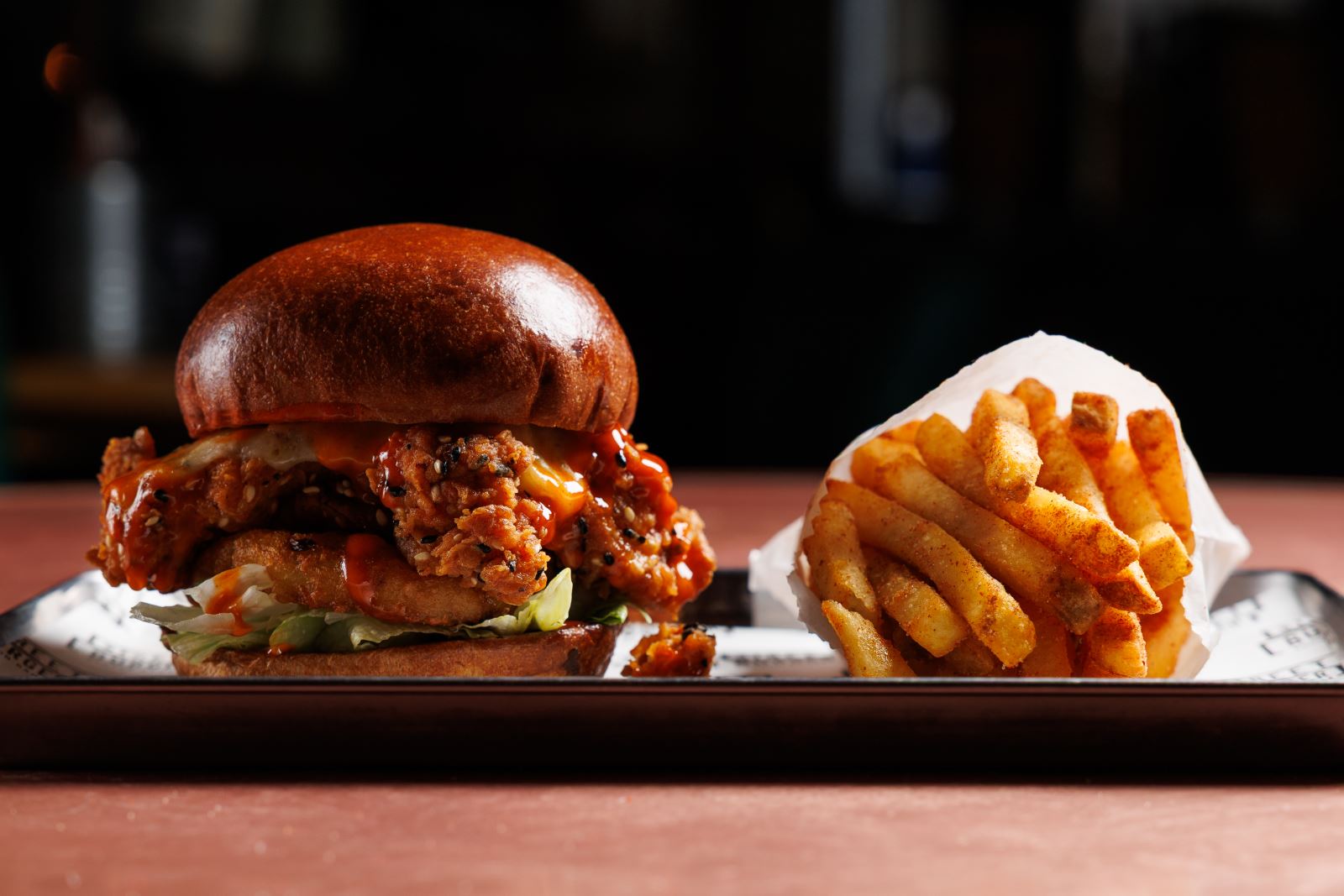 Chicken burger and chips