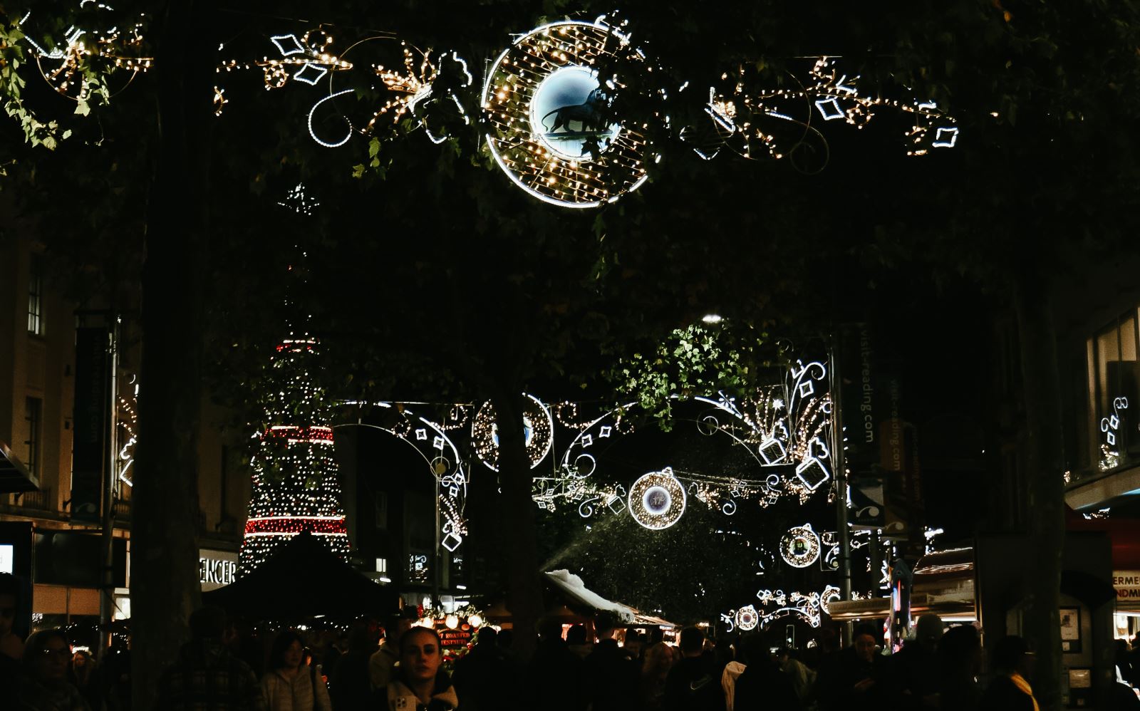 Reading's Christmas Lights in the dark