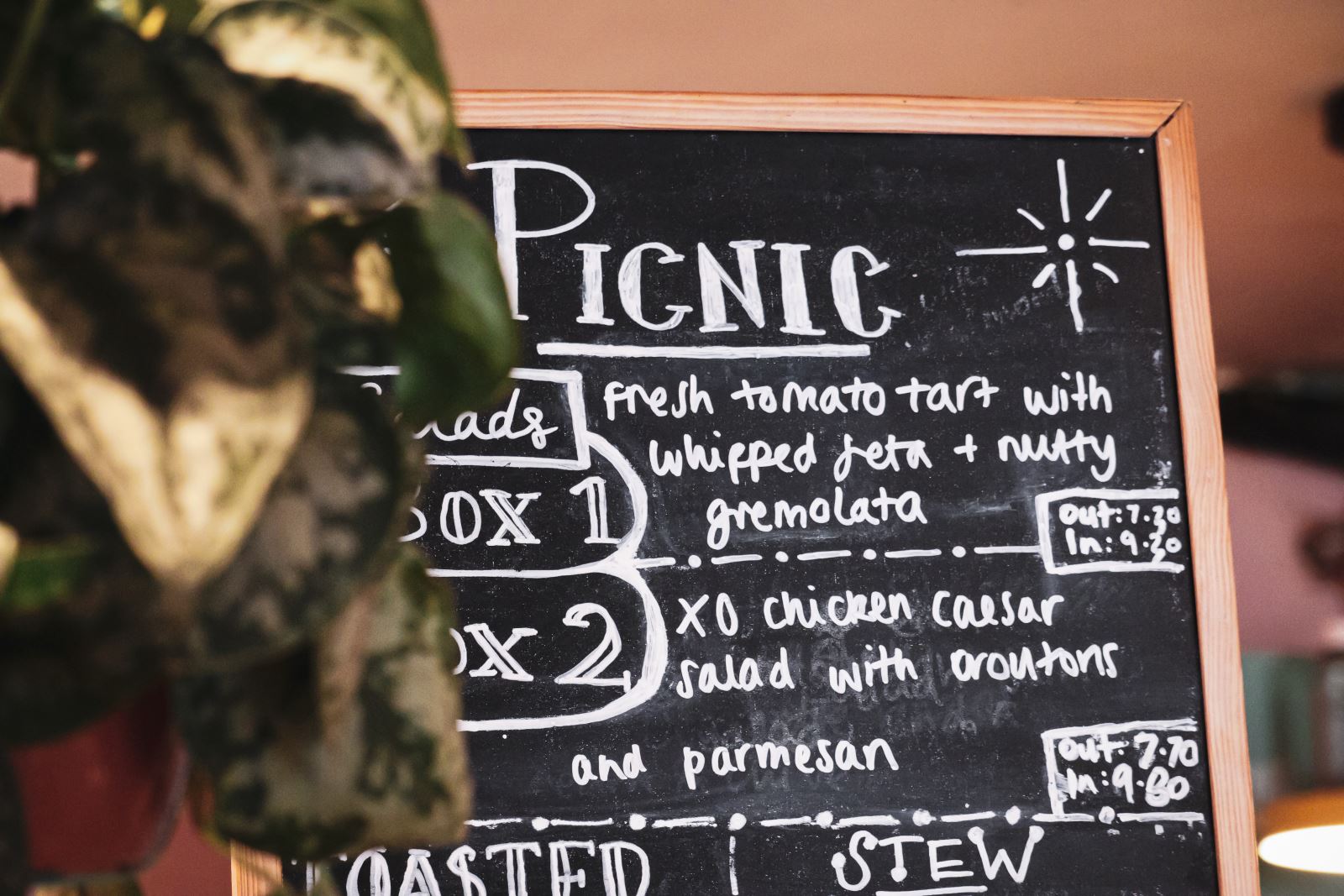 Picnic blackboard with menu