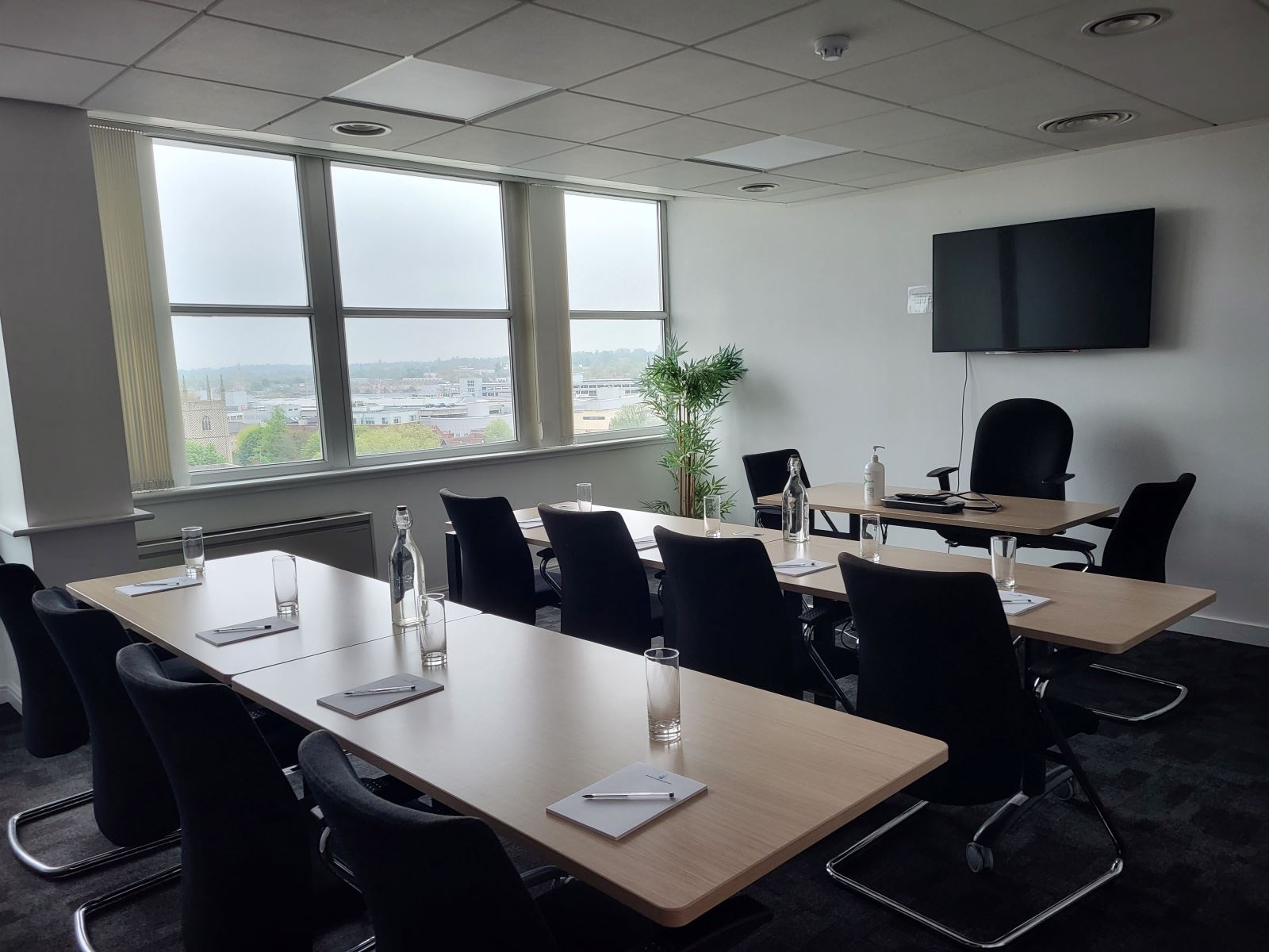 Office room with desks and desk chairs