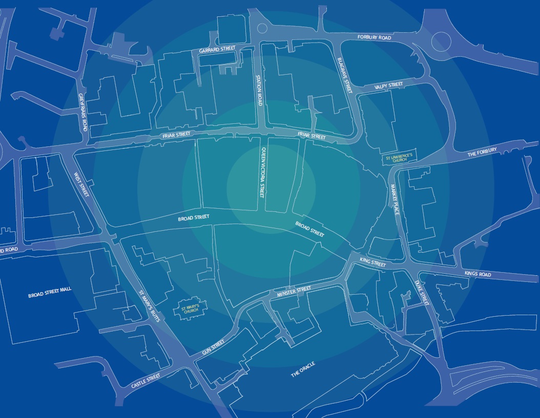 Reading Central BID area map