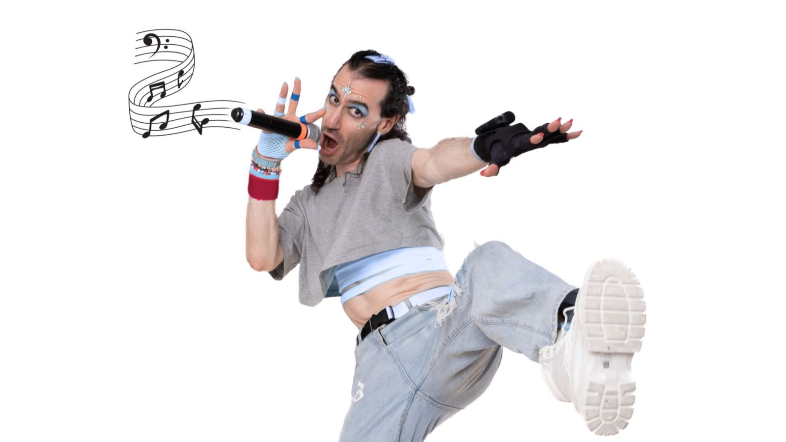 Shlomo kicking the air